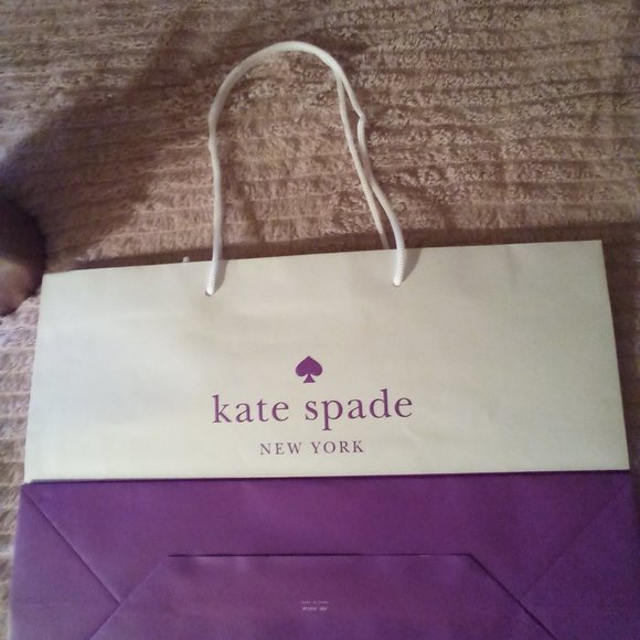 Purple and White Kate spade paper shopping bag 12 in H by 16 in Length - Picture 6 of 7